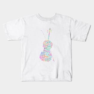 Violin Orchestra Silhouette Shape Text Word Cloud Kids T-Shirt